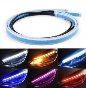 Lampu Alis LED DRL 60cm Fleksibel Waterproof 2 Mode Running 12V Motor Mobil