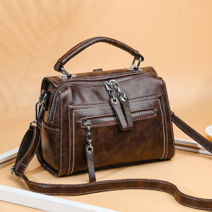 Boston Style Soft Leather Small Bag Womens Multi-Use Shoulder Handbag Vintage Casual Crossbody Bag Honey Cute Fashion Brand