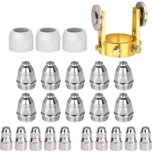 P-80 Plasma Cutter Torch Consumables 24Pcs (1.1mm/1.3mm/1.5mm/1.7mm/1.9mm) Cutting Torch Nozzle Tips Electrode Kits For BTC800DP Plasma Cutter