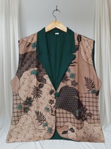 SSJ.co Vest Blazer Batik Atasan Kerja Wanita Seragam
