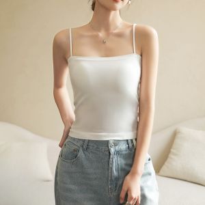 White Strapless Vest Women Summer One-Piece with Chest Pad Inner And Outer Wear Beautiful Back Bra Underwear Base Tank Top