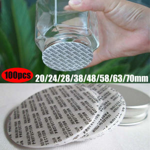 100PCS Self-adhesive Foam Press Seal Cap Liners Jar Bottle Pot Tamper Food Gasket Seals Pad Black Font
