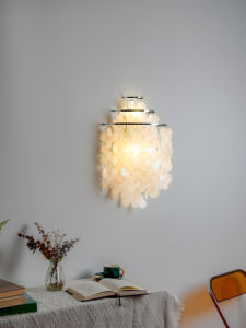 QIANYUE | Rustic American Style Designer Shell Wall Lamp with Wind Chime