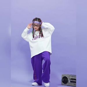 แฟชั่นสตรีทแดนซ์สำหรับเด็ก ชุดฮิปฮอปสำหรับเด็ก hiphop ชุดการแสดง ชุดเต้นแจ๊สสำหรับสาวเท่ 3.10
