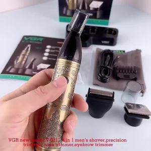 VGR | Bộ Dụng Cụ Làm Sạch Tóc Nam 4 Trong 1 VGR 621 - Máy Cạo Râu Máy Cắt Tóc Máy Tỉa Lông Mũi Máy Cạo Điện Thân Kim Loại Dụng Cụ Chăm Sóc Cá Nhân