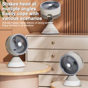 Bass Air Circulation Fan 3 Wind Speeds Auto Oscillation Portable Adjustable Desktop Fan Rechargeable Type-C Night Light