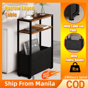 Narrow Side Table With Storage Shelf Basket 3 Layers Bedside Table Side Table Slim Bedside Table Storage Rack With Adjustable Feet Fabric Basket Organizer Clothing Storage Basket For Bathroom Living Room Bedroom Kitchen