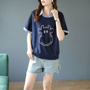 Slim Fit Splice Sweatshirt Womens Spring Summer Thin New Loose European Style Shirt Patchwork Top Fashionable Korean Version