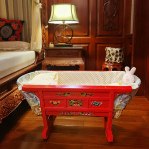 Traditional Old-Fashioned Rocking Crib Sleeping Soothing Shaker Baby Old Cradle Solid Wood Shaker BB Bamboo Bassinet