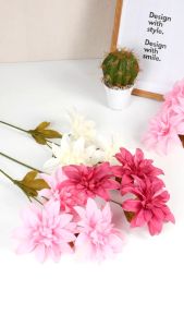 Bunga Krisant Pearl Tangkai Panjang Artificial Rose Krisant 3 Kuntum Premium Buatan Kain Murah Import