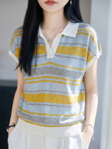 YUEXINYIRONG | Colorful Stripes Polo Collar Breathable Ice Silk T-Shirt