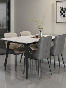 Modern Italian Style Rectangular Dining Table with Chairs Home Use Rock Board Table High End Luxury Simple Design Rock Board Table