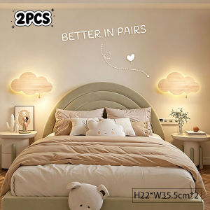 Wood Grain Cloud Wall Lamp Childrens Room Wall Light With Dimmer Switch LED Wall Lights Room Bedroom Bedsid Indoor Lighting