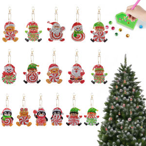 other | 16-Piece Diamond Painting set KeychainChristmas pattern acrylic material family Pendant Decoration party Supplies