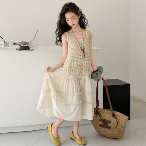 Summer Resort Style Girls Strap Dress Set