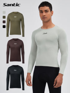 Santic Mens Long Sleeve Fleece Cycling Underwear Quick Dry Road Bike Riding Sweat Shirt Autumn Winter High Elasticity Bike Gear