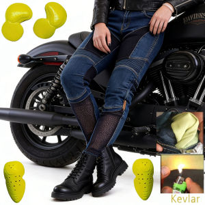 Summer Riding Pants Women Kevlar Motorcycle Jeans All Blue Mesh Denim Abrasion Resistant Windproof Durable Dirt Bike Trousers032