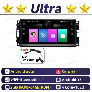 1 Din 7" Carplay Radio Android Car Multimedia for Jeep Dodge Chrysler 300C Dakota Sebring Avenger Caliber RAM Compass Durango