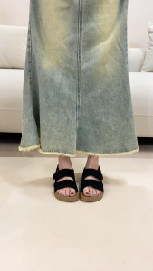 YOTO Womens Sandals Adjustable Double-Strap Velcro Leather Comfortable Casual Slippers For Women