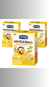 Ildong Foodis Aiyam Vitamin A Wafers – Healthy Banana Milk. Strawberry and Yogurt Snack with Quinoa (3 x 36g)