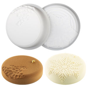 Top Sand Dune or Snowflake Texture Design Cylindrical Mousse Silicone Cake Mold Kitchen Baking Tools Food Grade Dessert Bakeware