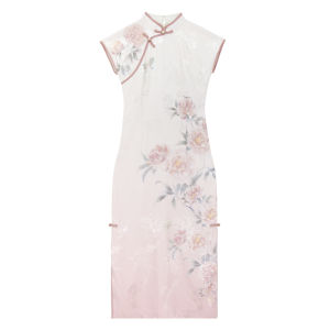 Váy Dài Đến Sàn Phong Cách Trung Hoa Thêu Hoa Cẩm Chướng Nặng Nề Của Cuan Dai Guanghui Dành Cho Nữ