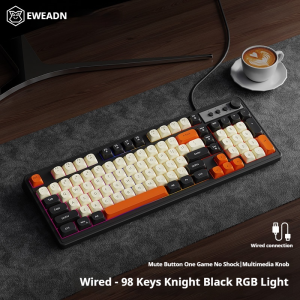 EWEADN G98 Gaming Office Keyboard film with rainbow Backlit USB Wired Computer External Quiet Digital areaDigh appearance