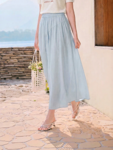 XIANGYING | Irregular Cut High Waist A-Line Midi Skirt