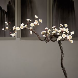 Đông Hoa Mai Giả Đơn Nhánh Dài Cành Hoa Mai Phong Cách Hanfu Trang Trí Nhà Đám Cưới Chụp Ảnh Đạo Cụ Hoa Mai Phong Cách Trung Hoa