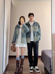 XILANDUO | Couples Heavy Embroidery Stud Denim Jacket