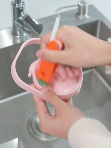 3 in 1 Carrot Cup Bottle Brush Lid Cleaning Tool Household Baby Bottles Cap Kitchen Accessories Remove Gap Grooves Gap Grooves 3-in-1 Carrot Cup Bottle Brush Lid-Cleaning Household Tool Baby Bottle Cap Cleaner Kitchen Accessory