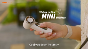RECCI RLS-F07 Portable Mini Handheld Turbo USB Fan Ultra Quiet Outdoor Desktop Cooling Device Rechargeable 100-Speed Digital Display