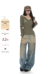 withmin | Quần Jeans Phong Cách Vintage Lỏng Rộng