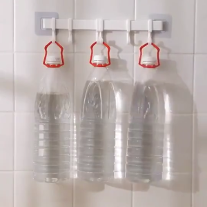 Adhesive Wall Hook Rack 6 Hooks | Heavy Duty Seamless Hanger | Space-Saving Storage for Kitchen Bathroom Keys Towels & Bags