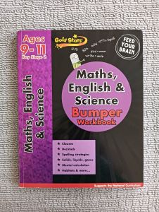 Preloved Maths English & Science Bumper Workbook Ages 9-11 Key Stage 2. Supports National Curriculum. Clauses Decimals Spelling strategies Solids liquids gases Mental calculation.