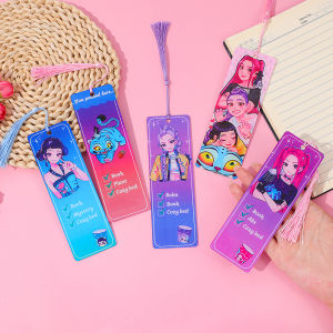 Kpop Demon Hunters Themed Bookmarks Cartoon Girl & Animal Design Page Holders Kawaii Book Accessories for Students Bookworms