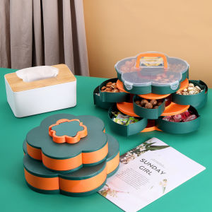 Luxury Rotating Lotus Design Tiered Fruit and Snack Tray