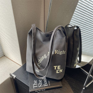 Large Capacity Canvas Tote Bag Womens Commuter Shoulder Bag Ins Bucket Bag Soft Handbag Magnetic Buckle Closure Casual Bag