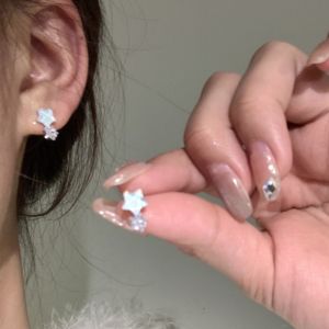 [Ocean Blue Star] Bright XINGX Small and Simple Color Earrings Female Special-Interest Design Exquisite Ear Clip Mosquito Coil