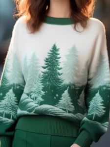 Autumn Winter Womens Lazy Style Loose Casual Knitted Sweater Top High-End Sensation Super Beautiful Color Block Christmas Sweater