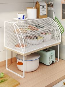 Kitchen Food Cover Fly Cover Leftovers Storage Device Dustproof Cover Nordic Style Two Layer Basket Cabinet Pure Color
