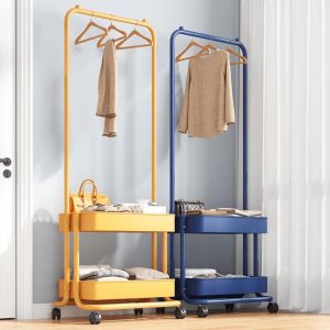 COD Dejavu Rak Gantungan Baju Roda Stand Hanger Gantung Pakaian Tempat Penyimpanan Tas Buku Serbaguna Kamar Mandi HRK508