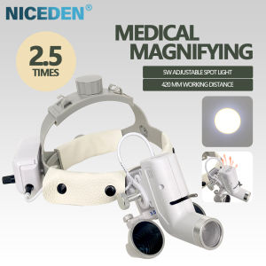 NICEDEN ENT Dental Surgical binocular loupes 5W Headlight 2.5X 3.5X Magnifying Glasses 420mm Dental Lab Instruments For Surgical Headlight