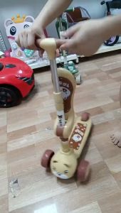 [Hoàn tiền 10%](loại đẹp)Xe trượt scooter gấu 3in1 cho bé có nhạc đèn ghế ngồi.tay lái chỉnh cao thấp và rẻ trái phải