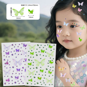 Nhãn Dán Trang Điểm Mặt Hình Bướm Cho Trẻ Em Đá Rhinestone Trang Trí Mắt Trán Trán Trang Trí Mũi Hình Trái Tim Cho Bé Gái