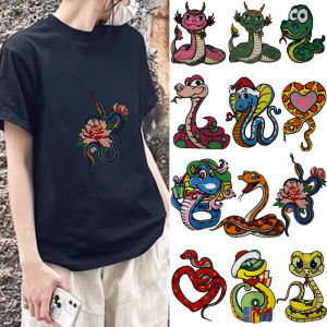 เสื้อยืด DIY สไตล์การ์ตูน ปักดอกกุหลาบ รูปหัวใจ รูปงู ผ้าบุซิ่งแบบอเนกประสงค์ อุปกรณ์เย็บตัวต่อผ้า ผ้าบุซิ่งสำหรับเสื้อแจ็คเก็ต