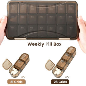 1PCS Weekly (7-Day) Pill CaseVitamin Organizer 2 Times a Day AM/PMRemoveabale Trays Large Push Button CompartmentsBPA Free