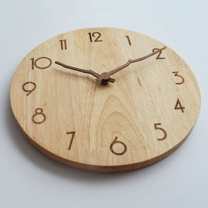 Nordic Style Solid Wood Wall Clock Silent Decorative Bedroom Living Room Home Use Luxury Creative Personalized No Drilling Required