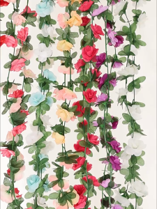 2.5M Artificial Rose Flowers Vine Simulation Silk Flower for Wall Hanging Courtyard Wedding Decor