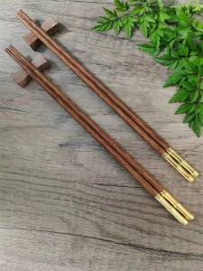 Red Sandalwood Golden Bamboo Sectioned Chopsticks Luxury Wooden Utensils No Wax No Paint Home Gift Business Use Increasing High